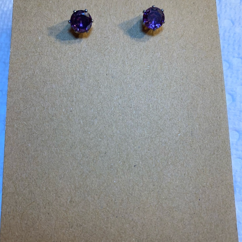 Elegant Purple CZ Stud Earrings